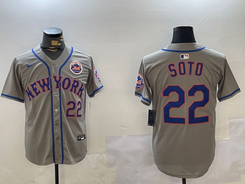 Men New York Mets #22 Soto Grey Game 2024 Nike MLB Jersey style 1